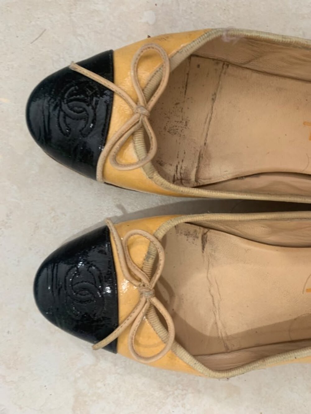 Two Tone Patent Leather Chanel Flats Size 37 In Need of Repair